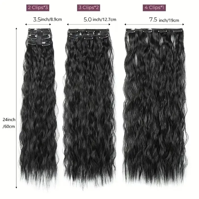 Extensions de cheveux synthétiques ondulés de 24 pouces