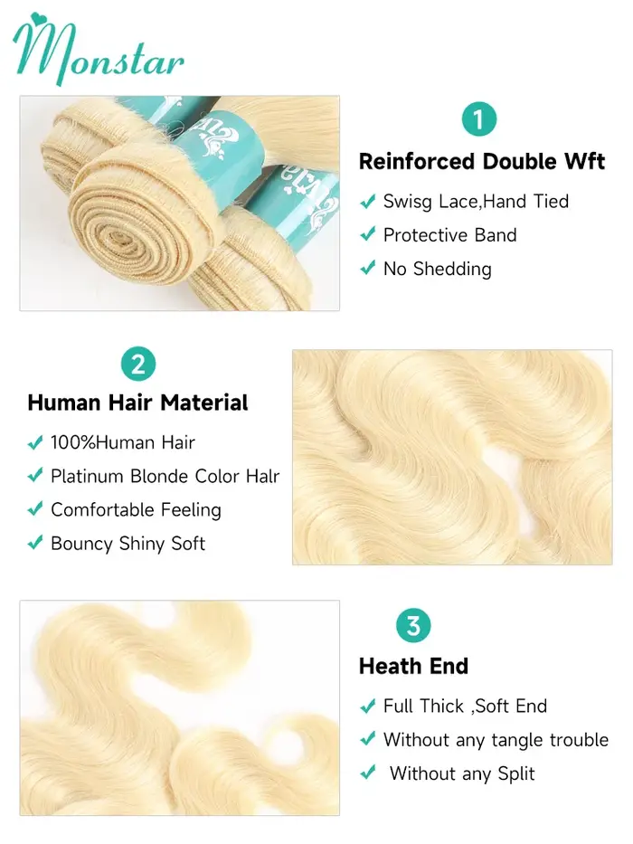 Extensions de cheveux blonds Monstar 613