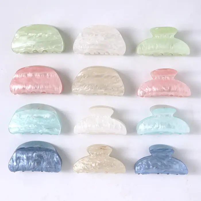 Pince à Cheveux en Acrylique à Rayures Marbrées pour Femme, Crabe, Griffes, Outil de Lavage, Accesso