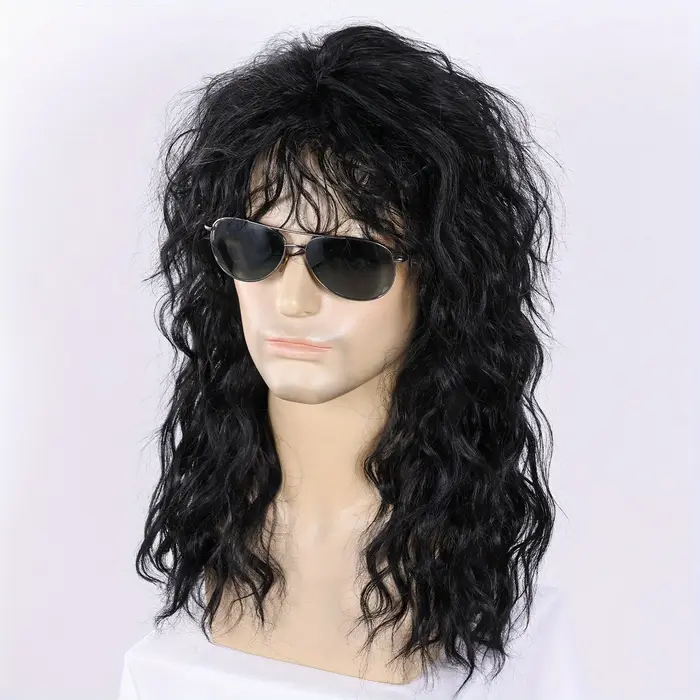 Perruque synthétique pour homme style Glam Rock Punk des années 70 et 80