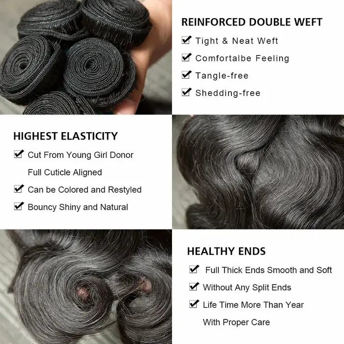 Extensions de cheveux humains brésiliens vierges non traités