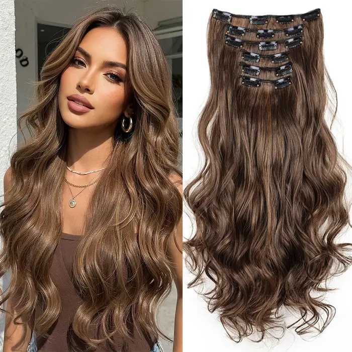 Extensions de cheveux synthétiques bouclés longs de 22 pouces