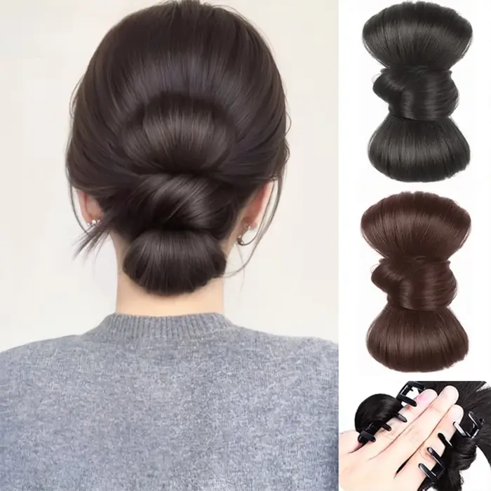 Perruque synthétique élégante avec pince à chignon