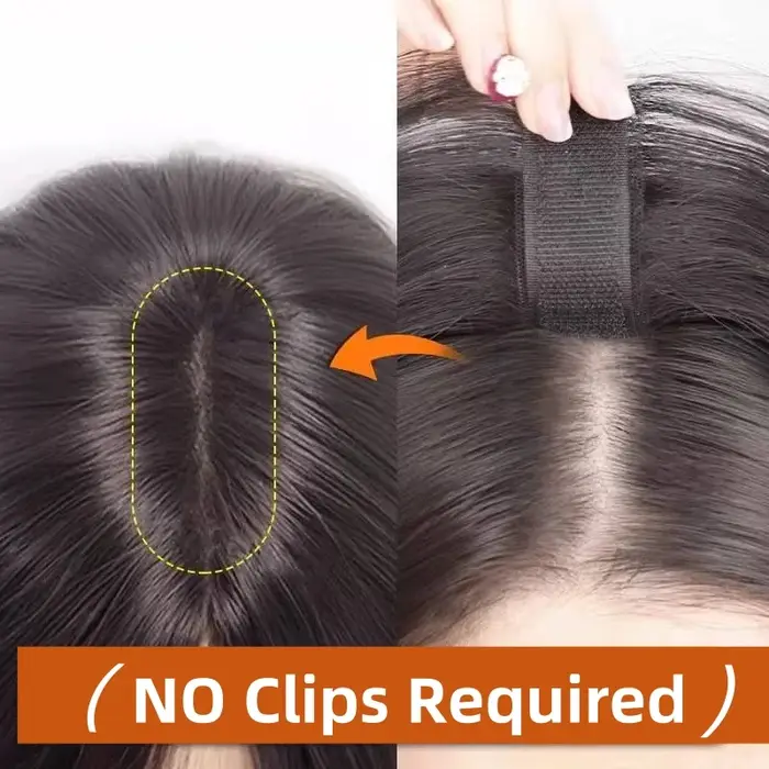 No Clip Toppers frange de cheveux humains amélioré pâte magique Toppers de cheveux frange pour les f