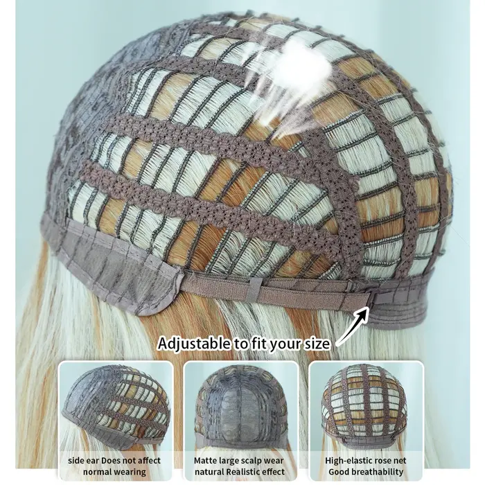 Perruque synthétique longue et lisse Blonde claire pour femmes
