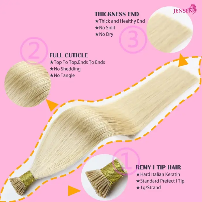I-Tip-Extension de Cheveux Humains Lisses