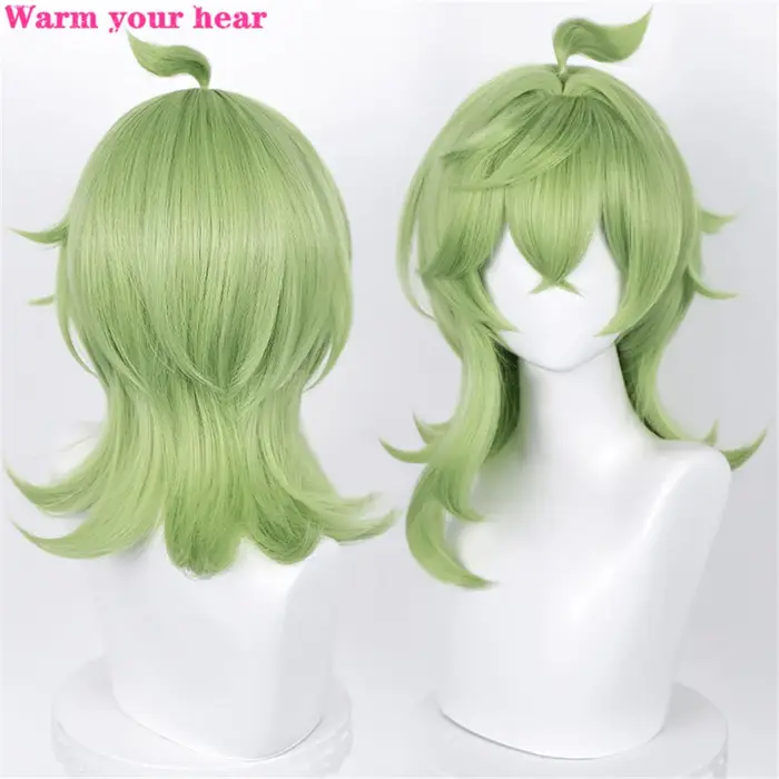 Perruque de Cosplay longue de 55cm avec faux cuir chevelu vert