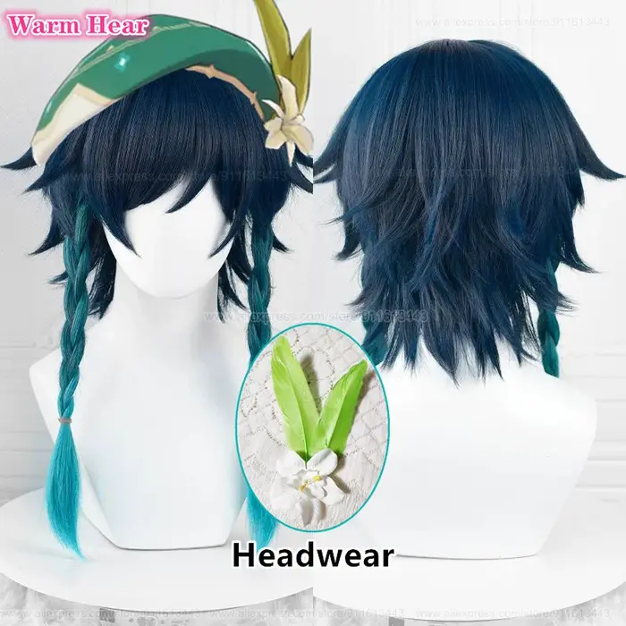 Venti Cosplay Perruque avec Bonnet pour Femme