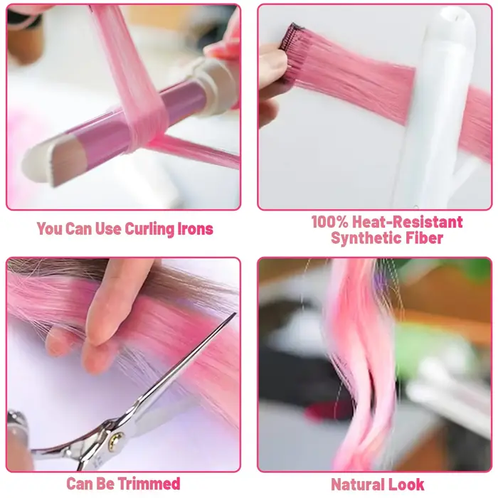 Extensions capillaires synthétiques noires longues et lisses