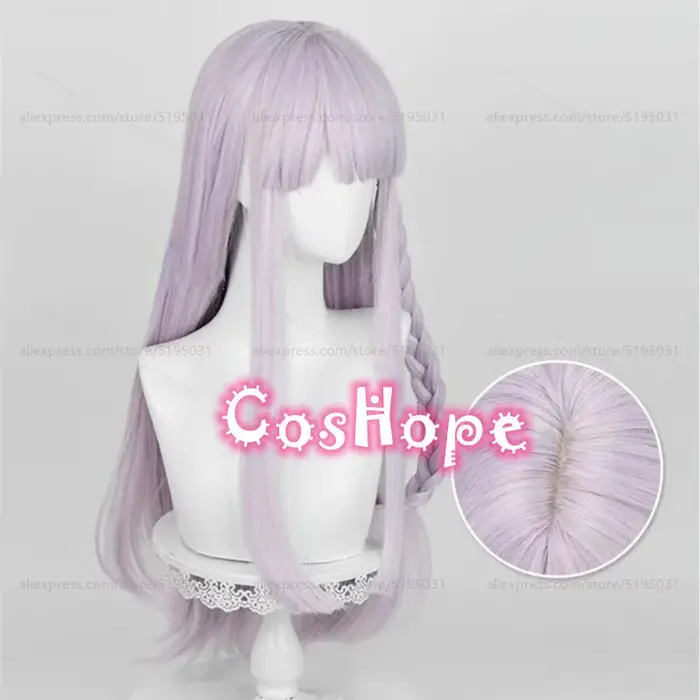 Kirigiri Kyoko Cosplay perruque 80 cm cheveux longs violet clair perruque Cosplay Anime Cosplay rési