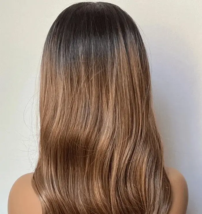 Perruque synthétique longue ondulée ombrée brun cendré blond en fibre Futura, perruque frontale en d