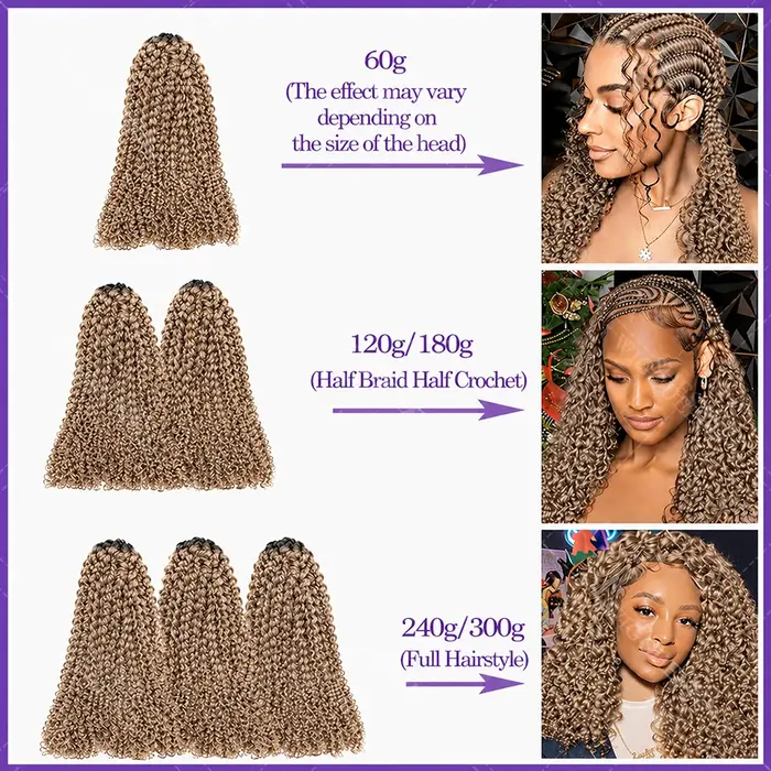 Tresses au crochet en cheveux humains Curly Feather Miracle Knots # 27 Extensions