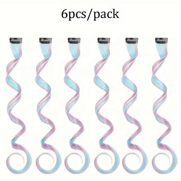 Extensions de cheveux licorne 6 pièces 22 pouces, cheveux bouclés synthétiques à clipser pour femmes