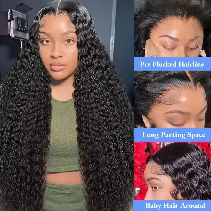 Perruques de cheveux humains bouclés 250% de densité