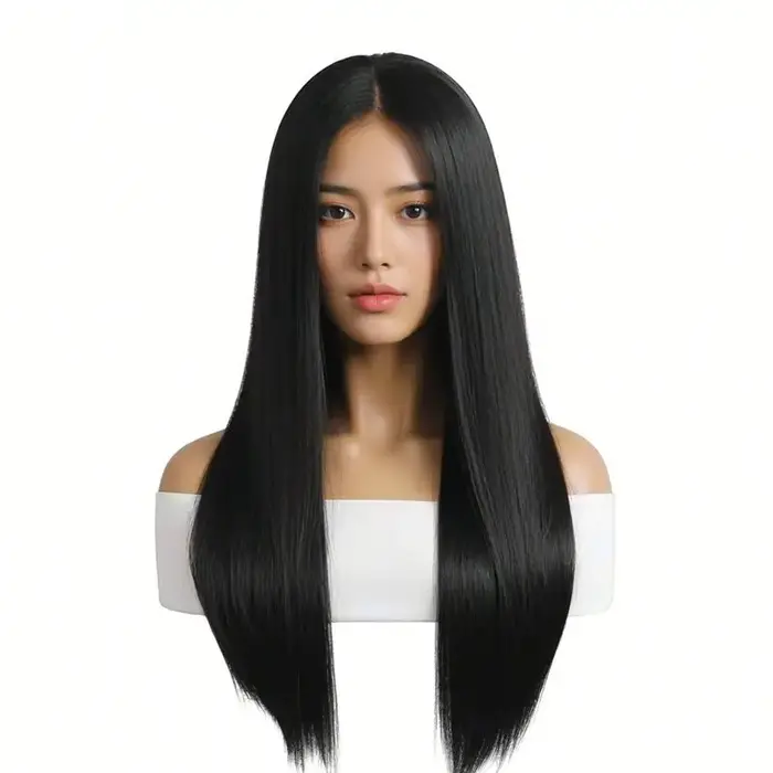 Perruque longue et droite élégante pour femme – Cheveux synthétiques résistants à la chaleur pour cosplay et Halloween