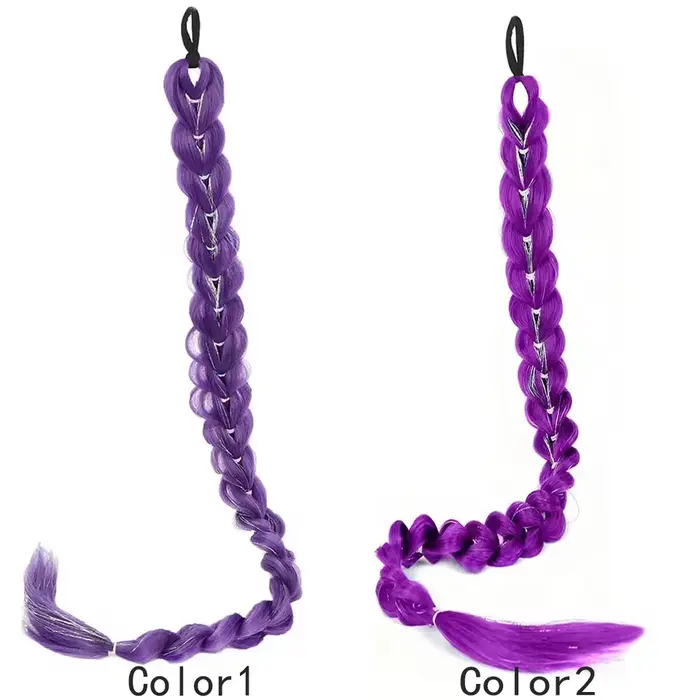 Perruque tressée violette synthétique extra longue de 32 po | Métallique chatoyant | Postiche de costume de Noël pour
