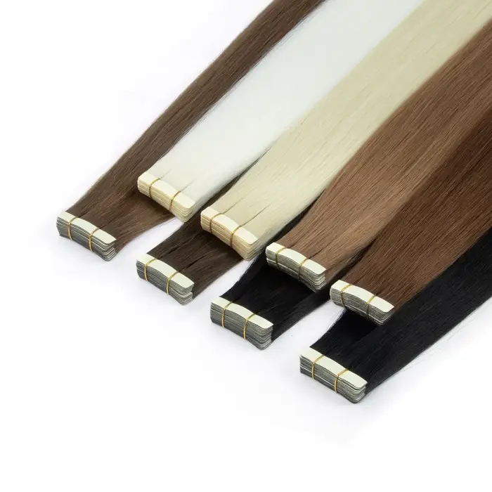 Extensions de cheveux synthétiques à bandes adhésives de qualité salon, trame droite, 50g/20 pièces, extensions adhésives pour femmes pour une installation facile