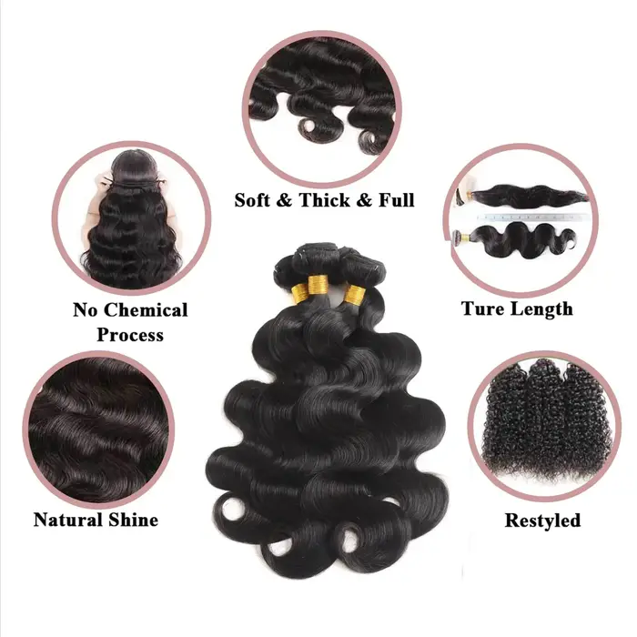 Paquets de vague de corps cheveux humains couleur noire naturelle paquet de vague de corps 30 32 34 