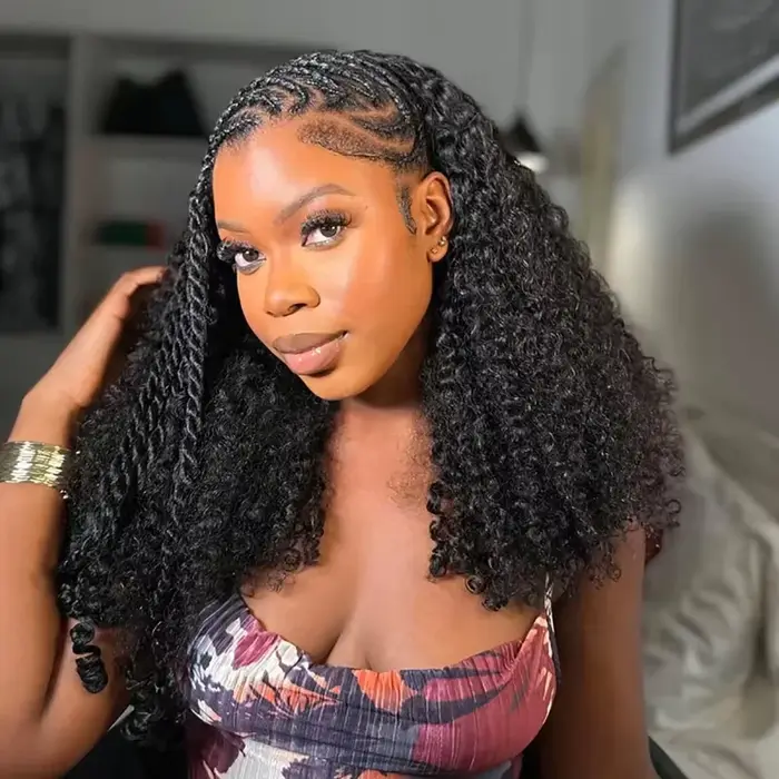 Demi-perruques en cheveux humains sans colle, densité 220 %, avec cordon de serrage réglable, clips