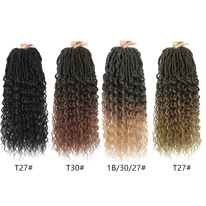 Faux Locs profonds Crochet cheveux pour femmes noires 7 paquets pré-bouclés déesse Locs Crochet chev