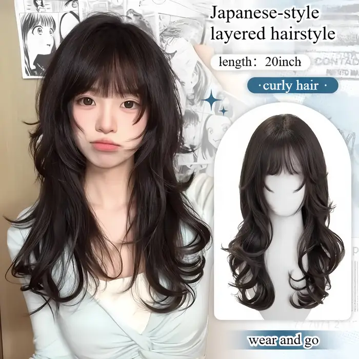 Perruque de Cosplay avec frange