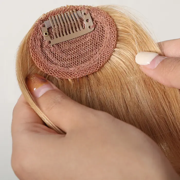 Cheveux humains frange postiche Clips pour femmes blond doré 100% Remy