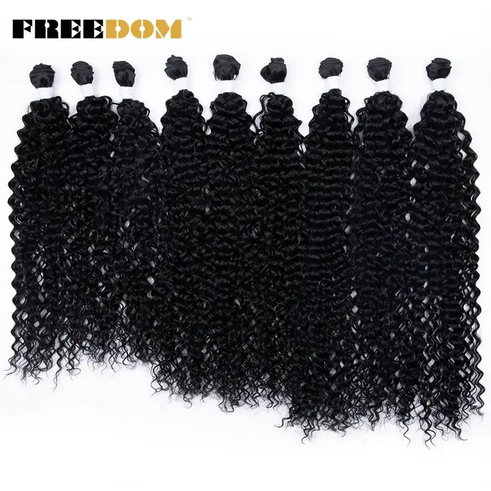 Extensions de cheveux synthétiques bouclés crépus FREEDOM 22 24 26 pouces, tissage de cheveux ombrés