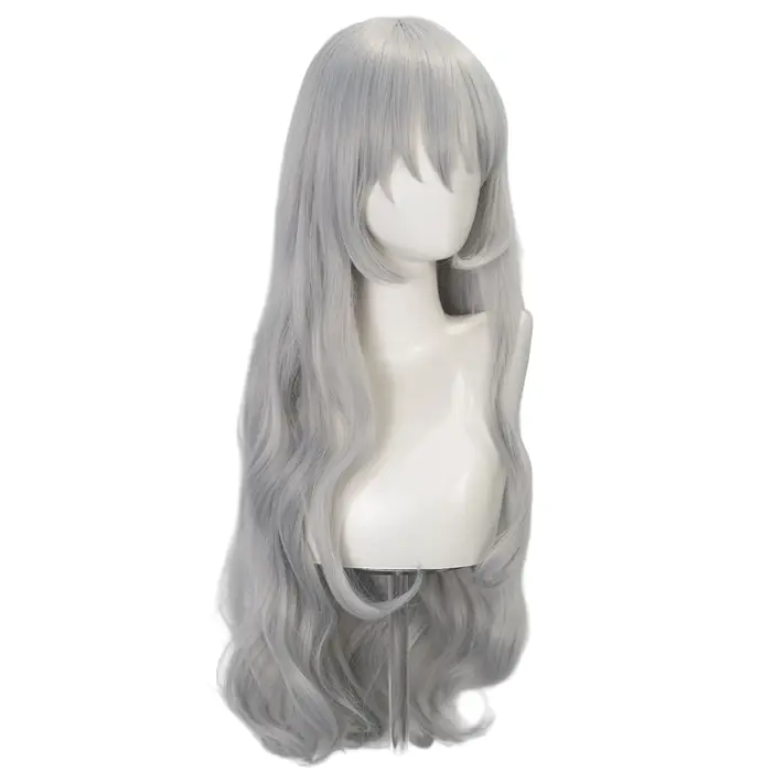 Argalia Cosplay perruque 77 cm Anime fille argent longue bandeau bouclé avec frange perruques synthétiques Halloween fête Costume accessoires