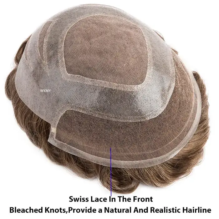 Versalite toupet hommes perruque mâle cheveux prothèse Mono & Pu avec suisse dentelle avant naturel 