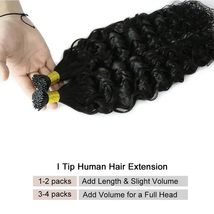 Extensions de cheveux naturels ondulés ITip