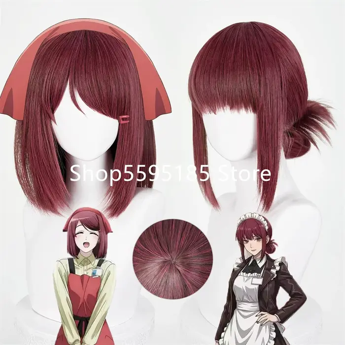 Perruque de cosplay Yamada Anime Rouge bordeaux pour femme