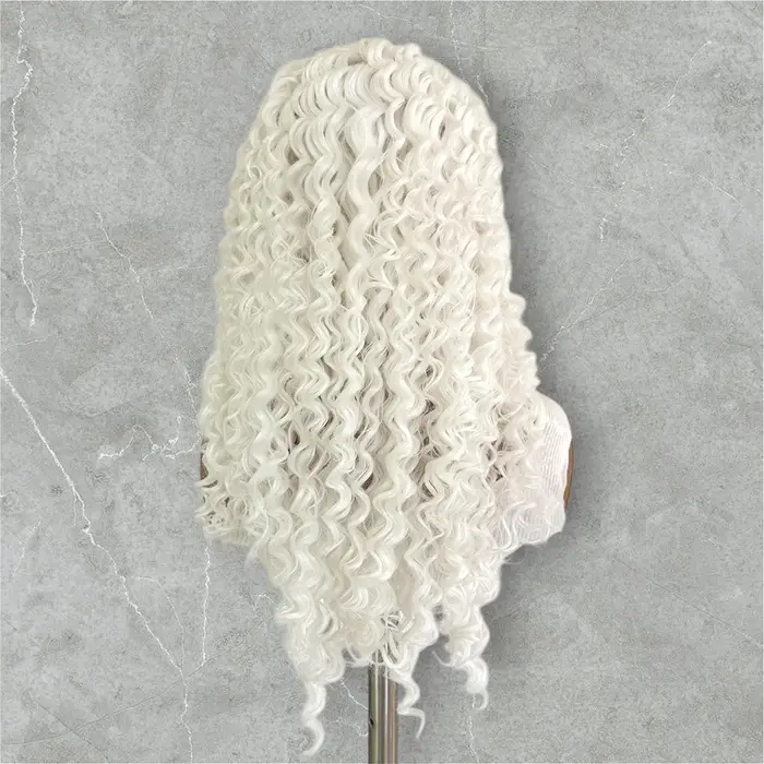 Perruque Lace Front Wig synthétique bouclée blanche 13x4