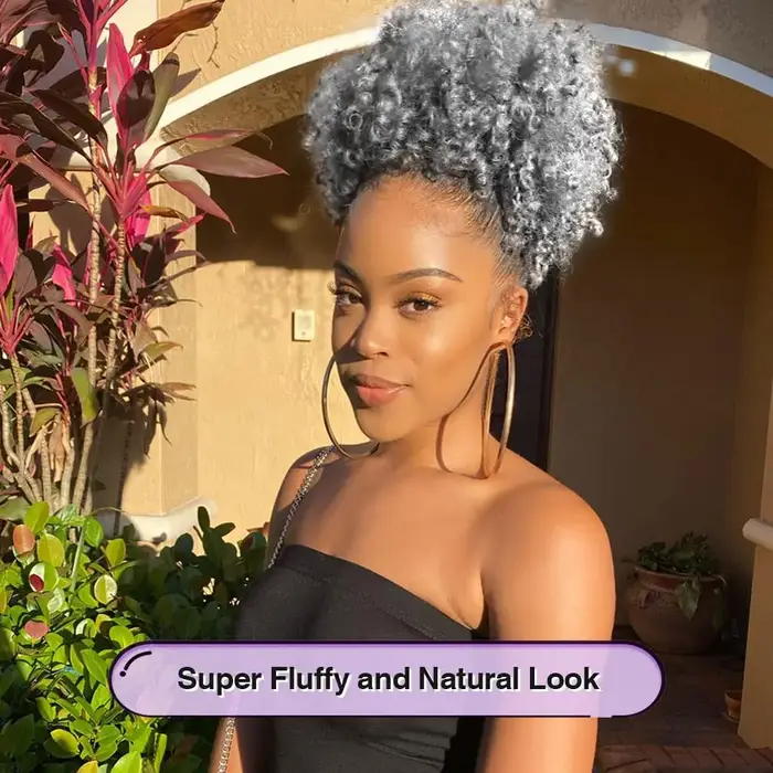 Queue de cheval afro à cordon, extensions de cheveux synthétiques courts bouclés crépus, postiches chignon pour femmes et jeunes filles noires