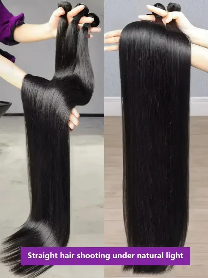 Extensions de cheveux humains brésiliens lisses en lots, 32 pouces, couleur naturelle, tressées, non