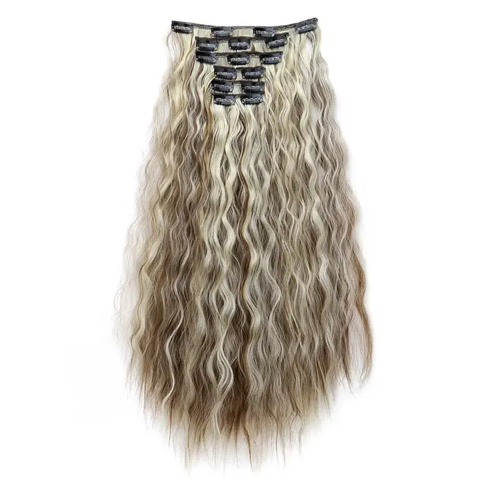 Extension capillaire synthétique bouclée et crépue de 22 pouces, postiche ample et ondulée à clipser pour femmes, 6 pièces/ensemble, pour le quotidien