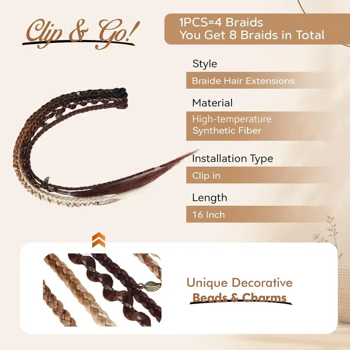 Extensions de cheveux tressés à clipser