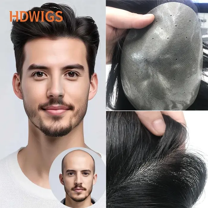 Perruque indienne Remy pour homme