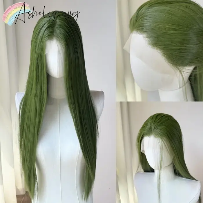 Perruque Lace Front Wig synthétique vert clair pour femmes