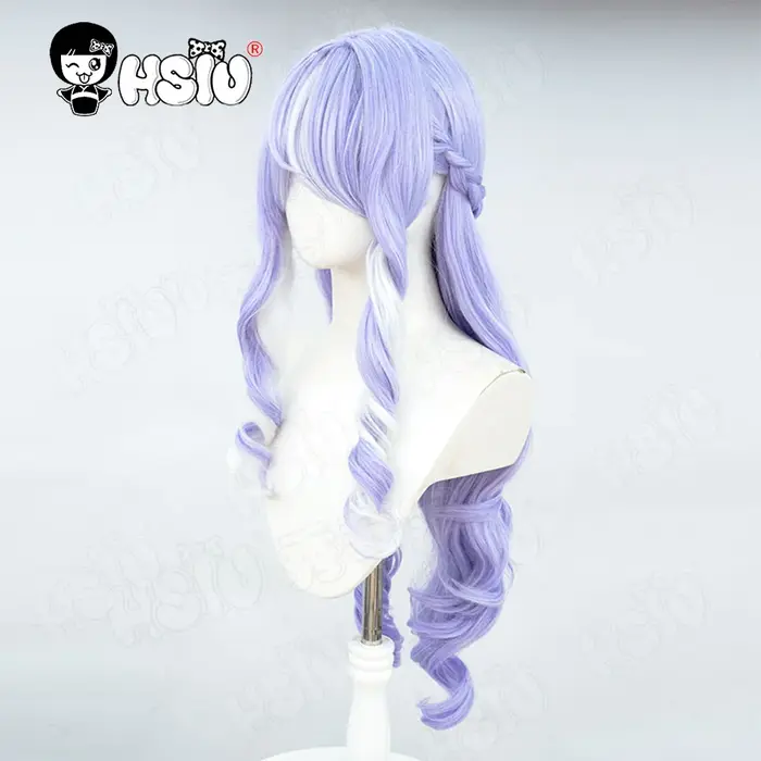 Vivian Cospaly perruque HSIU 90CM violet clair mélangé blanc cheveux longs