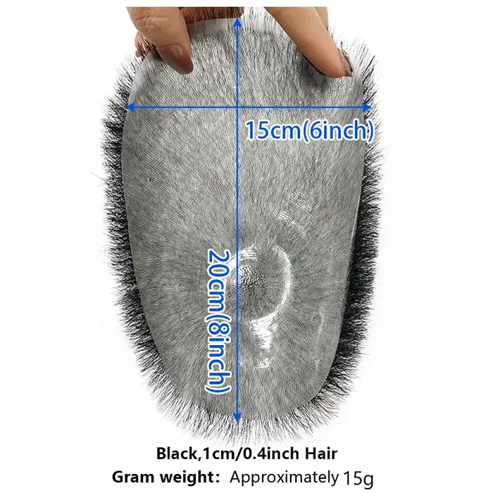 15*20 cm 100% cheveux humains Buzz coupe toupet pour hommes Ultra mince respirant PU Transparent entièrement biologique