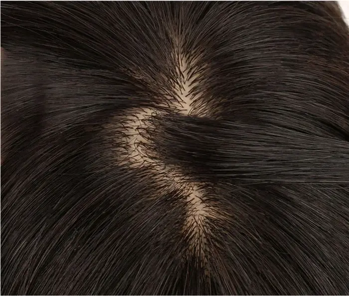 Topper de cheveux naturels à clipser avec frange