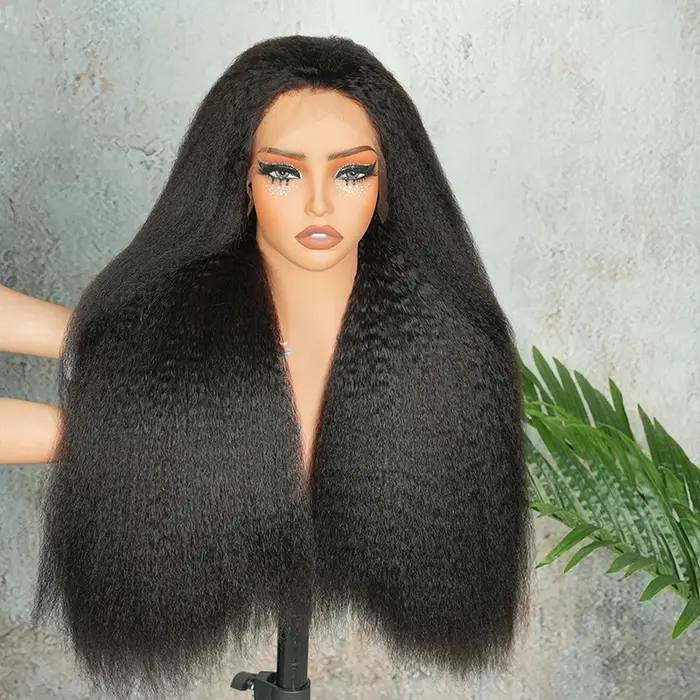 Perruque Lace HD 13x4 Double Drawn Kinky Straight en Cheveux Humains Vierges Bruts