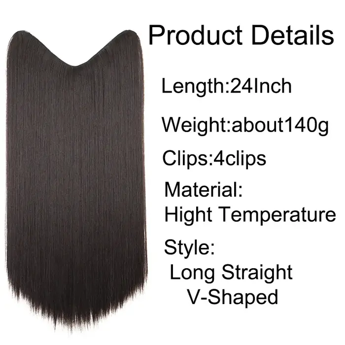 Extension de cheveux synthétique longue et droite de 24 pouces