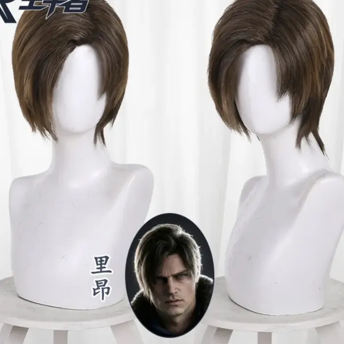 Perruque de cosplay Re9 REQ Leon pour homme