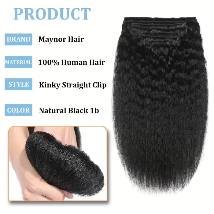 Extensions de cheveux humains crépus lisses, couleur naturelle, 100% cheveux humains Remy, 120G, 8 p