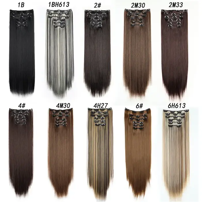 Extensions de cheveux noirs 24 pouces/60 cm