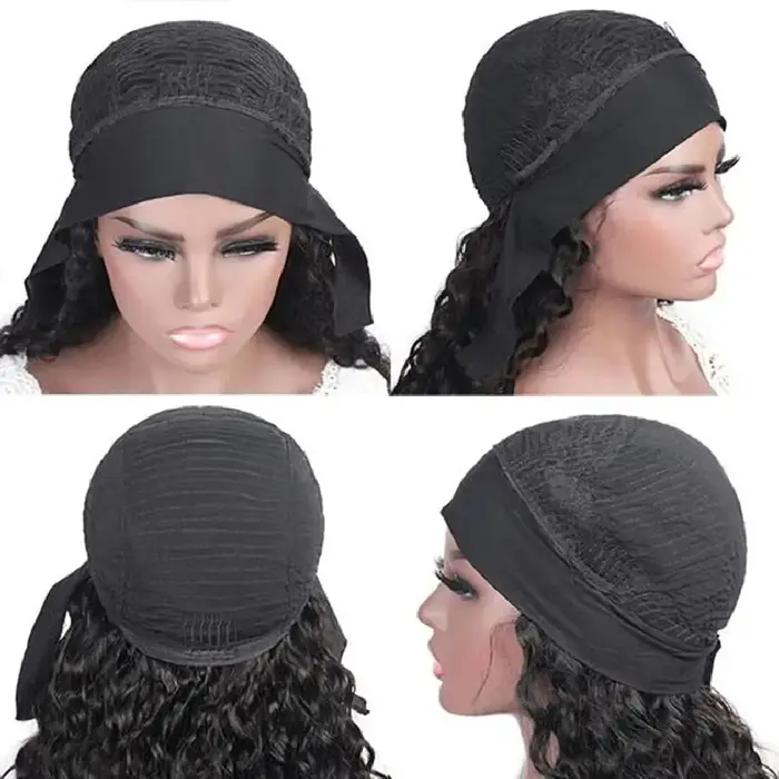 Perruque de cheveux humains brésiliens de densité 200 avec bandeau, vague profonde de 30 à 40 pouces