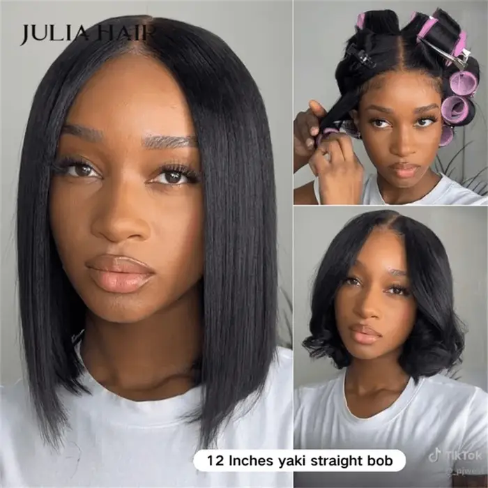 Julia Hair-Perruque Bob droite sans colle Yaki