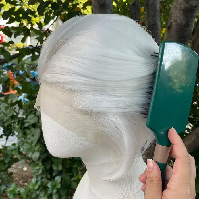 Perruque Lace Front Wig synthétique courte coupe Bob, perruque de Cosplay pour hommes et femmes, cou