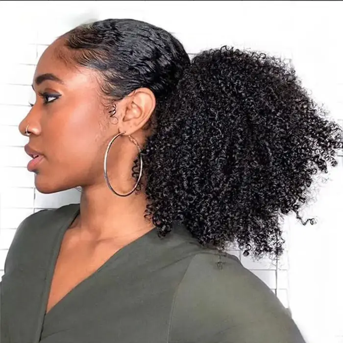 Afro bouffée crépus bouclés cordon queue de cheval Extension de chignon pour les femmes noires synth